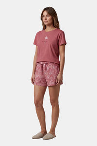 Sweet Dreams Floral Printed Short Set - Dusty Red — thumbnail 4